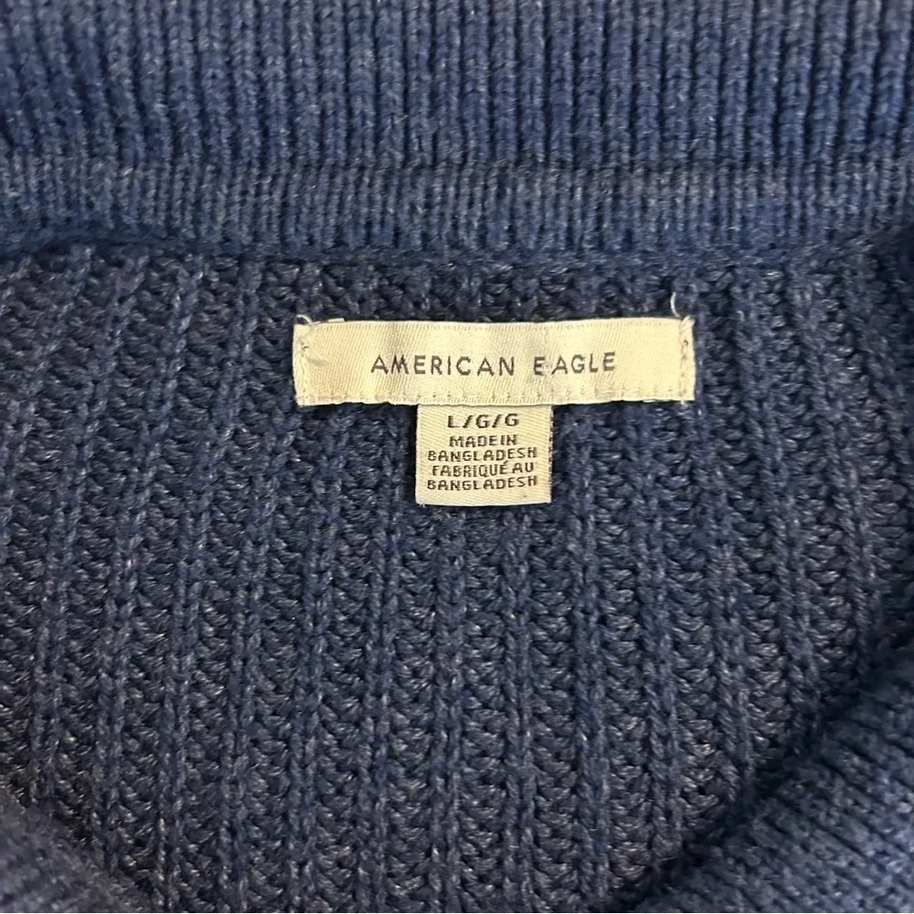 American Eagle Outfitters Women’s Navy Varsity Cardigan Cropped Sz L - Picture 5 of 6